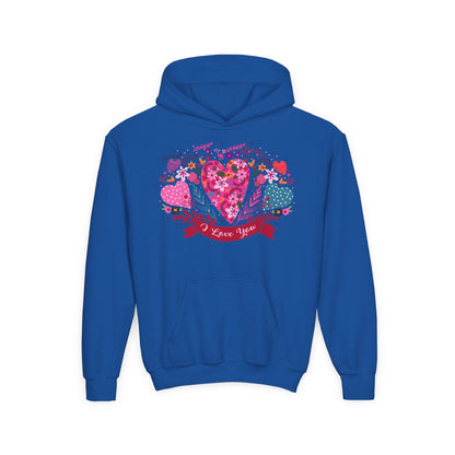 Youth Heavy Blend Hooded Sweatshirt - I love you Printify
