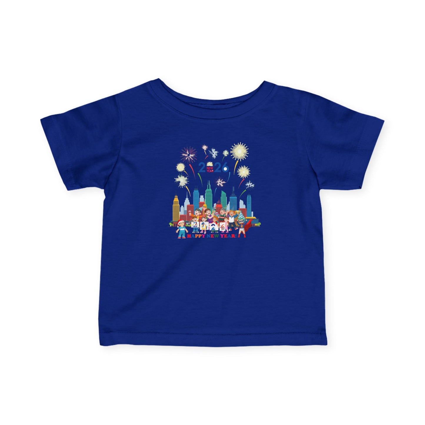 Infant Fine Jersey Tee - Happy new year with fireworks - [[{"value":"Wonderwear Kid"}]]