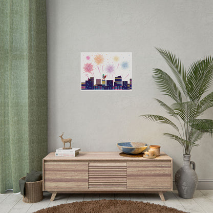 Rolled Posters - Super kiddo with fireworks - [[{"value":"Wonderwear Kid"}]]