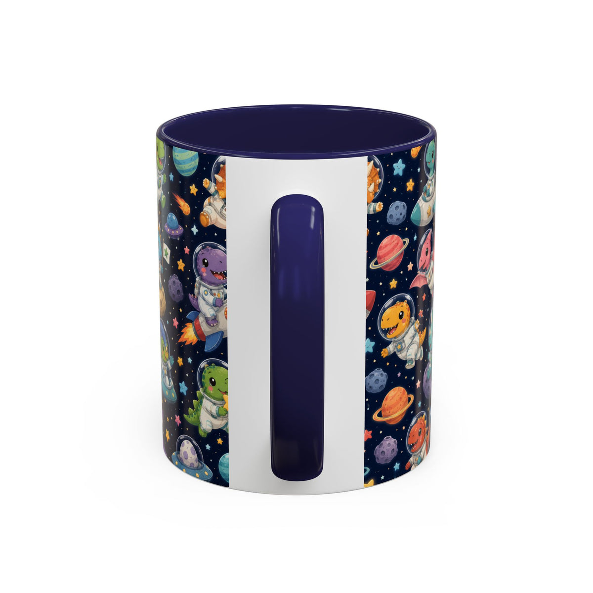 Accent Coffee Mug (11/15 oz) - Cute Dinosaur Astronaut Space