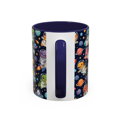 Accent Coffee Mug (11/15 oz) - Cute Dinosaur Astronaut Space