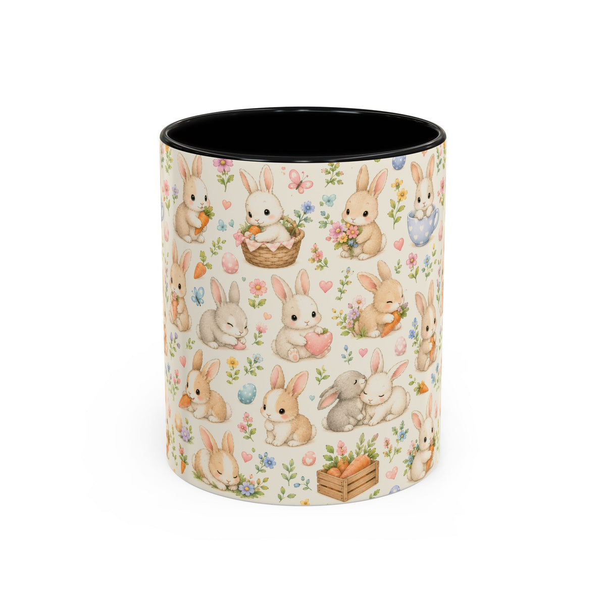 Accent Coffee Mug  (11/15 oz) - Pastel Bunny Garden Easter