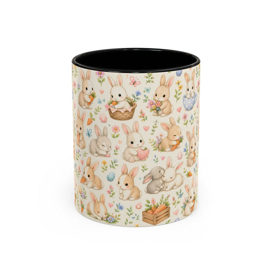 Accent Coffee Mug  (11/15 oz) - Pastel Bunny Garden Easter