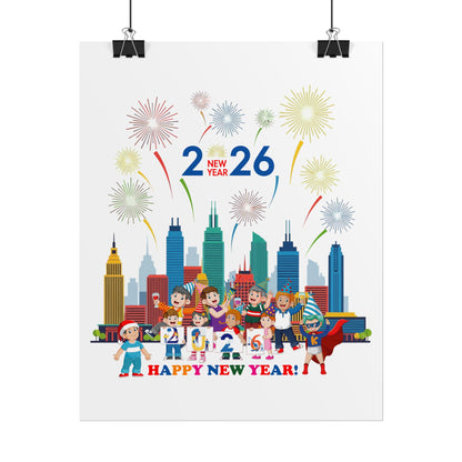 Rolled Posters - Happy new year with fireworks - [[{"value":"Wonderwear Kid"}]]