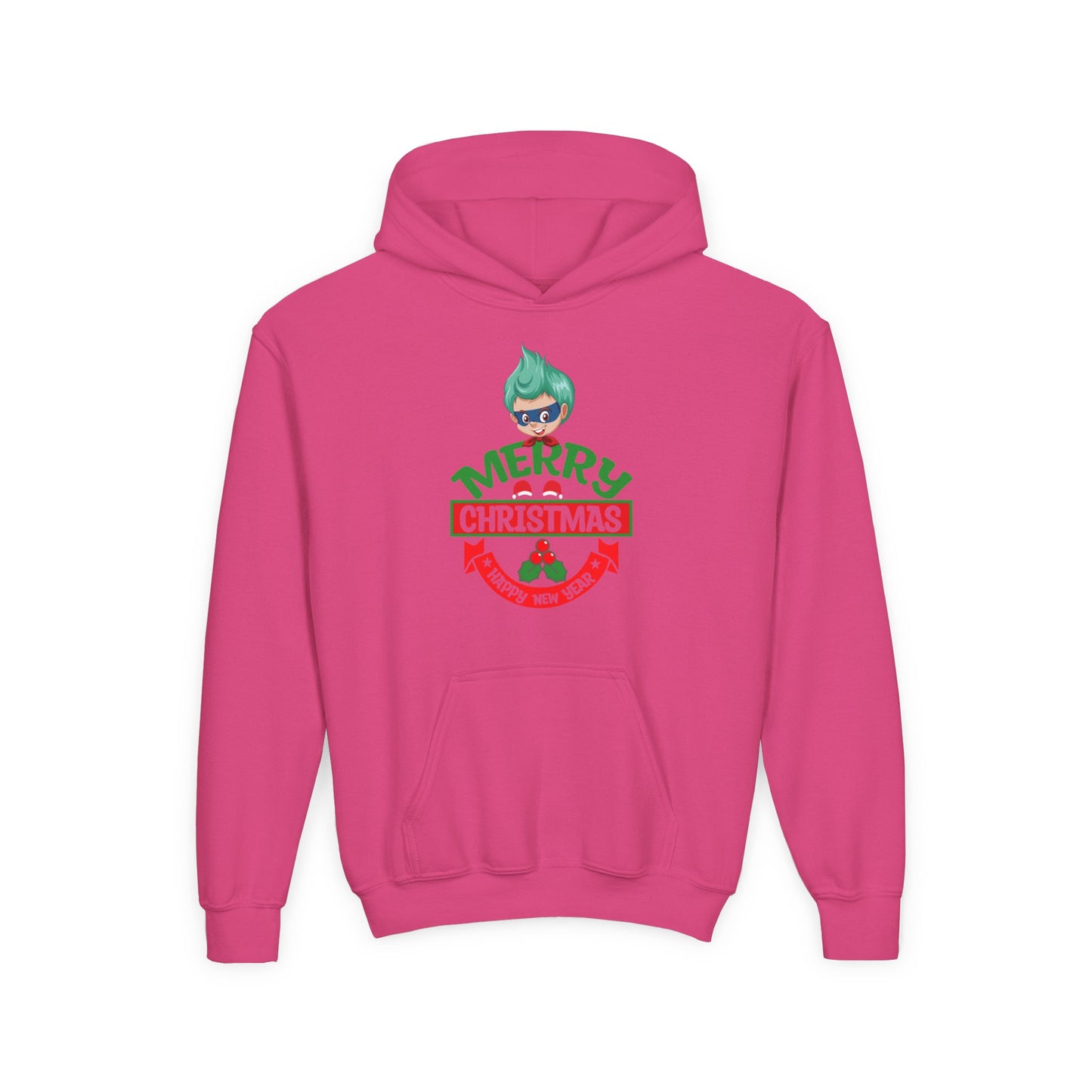 Youth Heavy Blend Hooded Sweatshirt - Merry chridtmas from super kiddo