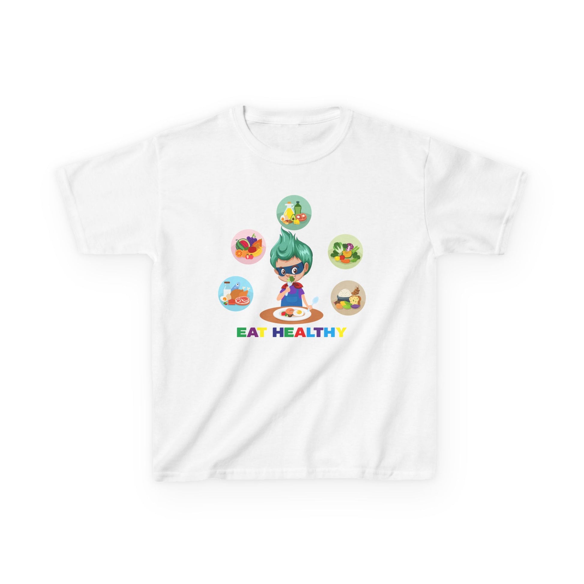 Kids Heavy Cotton™ Tee - Supper kiddo showing healthy food to eat - [[{"value":"Wonderwear Kid"}]]