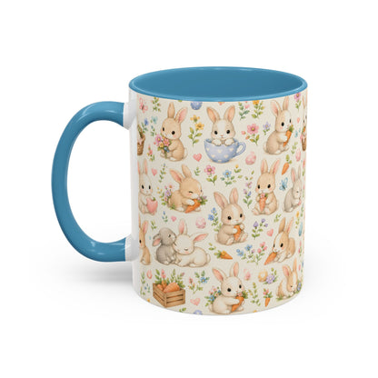 Accent Coffee Mug  (11/15 oz) - Pastel Bunny Garden Easter