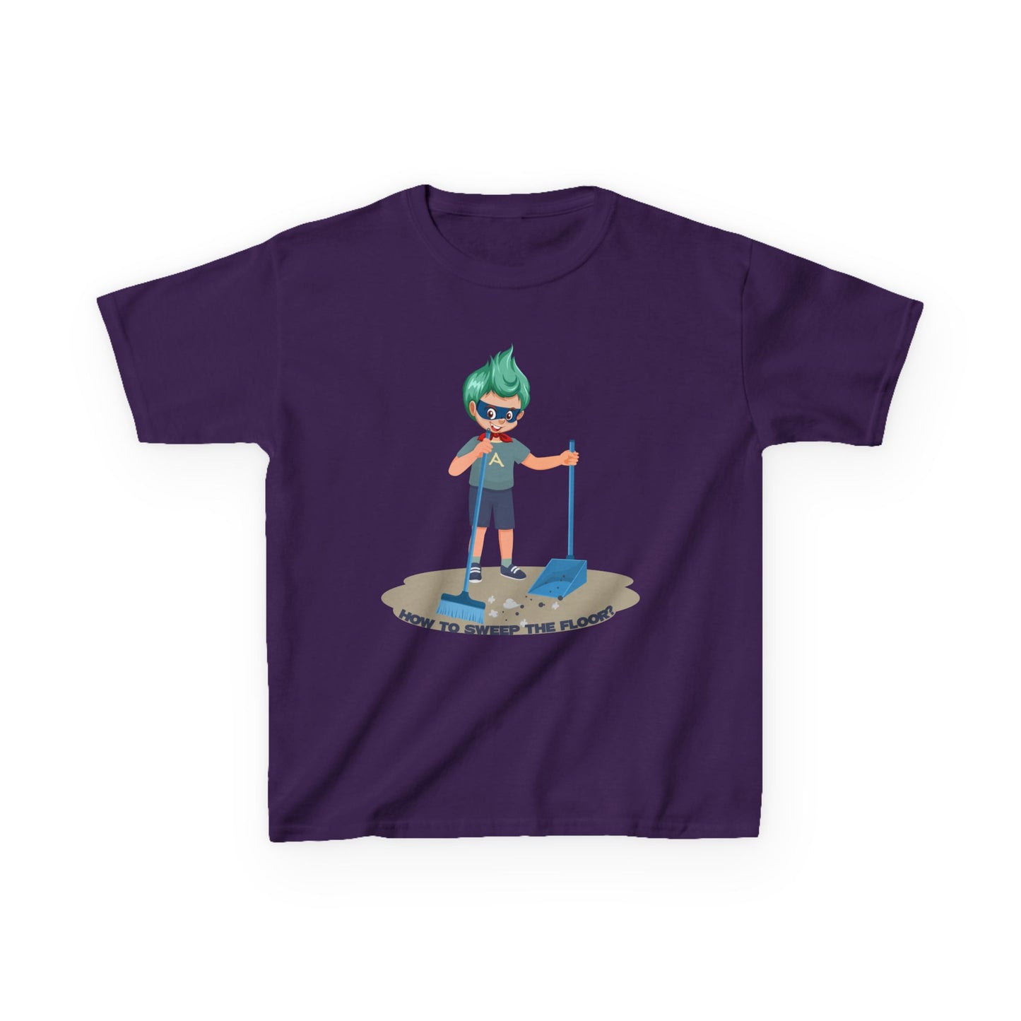 Kids Heavy Cotton™ Tee - Super kiddo sweeping floor - [[{"value":"Wonderwear Kid"}]]
