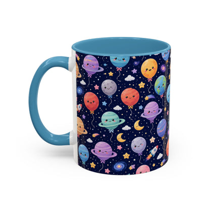 Accent Coffee Mug (11/15 oz) - Kawaii Space Balloon Planet