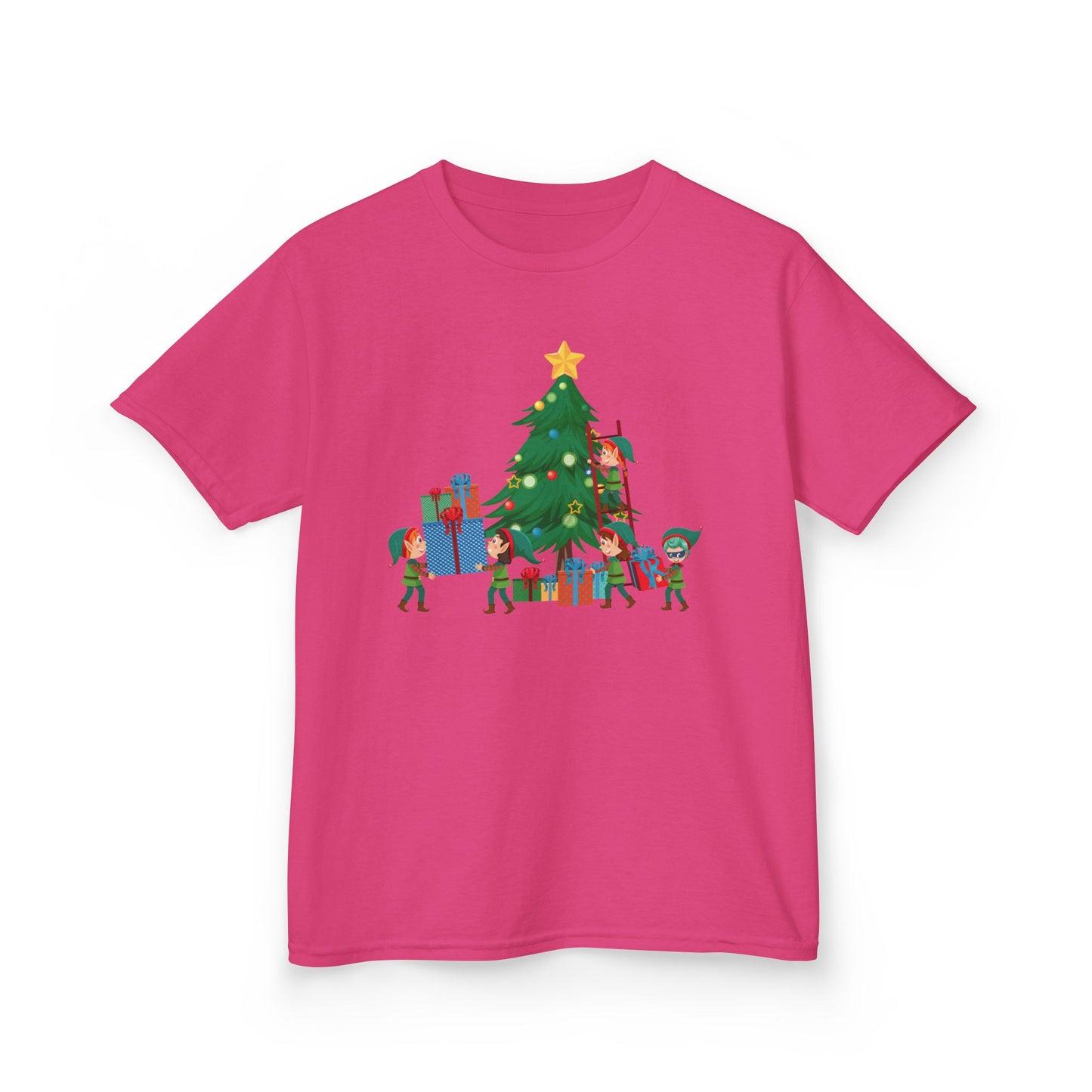 Kids Heavy Cotton™ Tee - Super kiddo putting gifts on christmas tree - [[{"value":"Wonderwear Kid"}]]