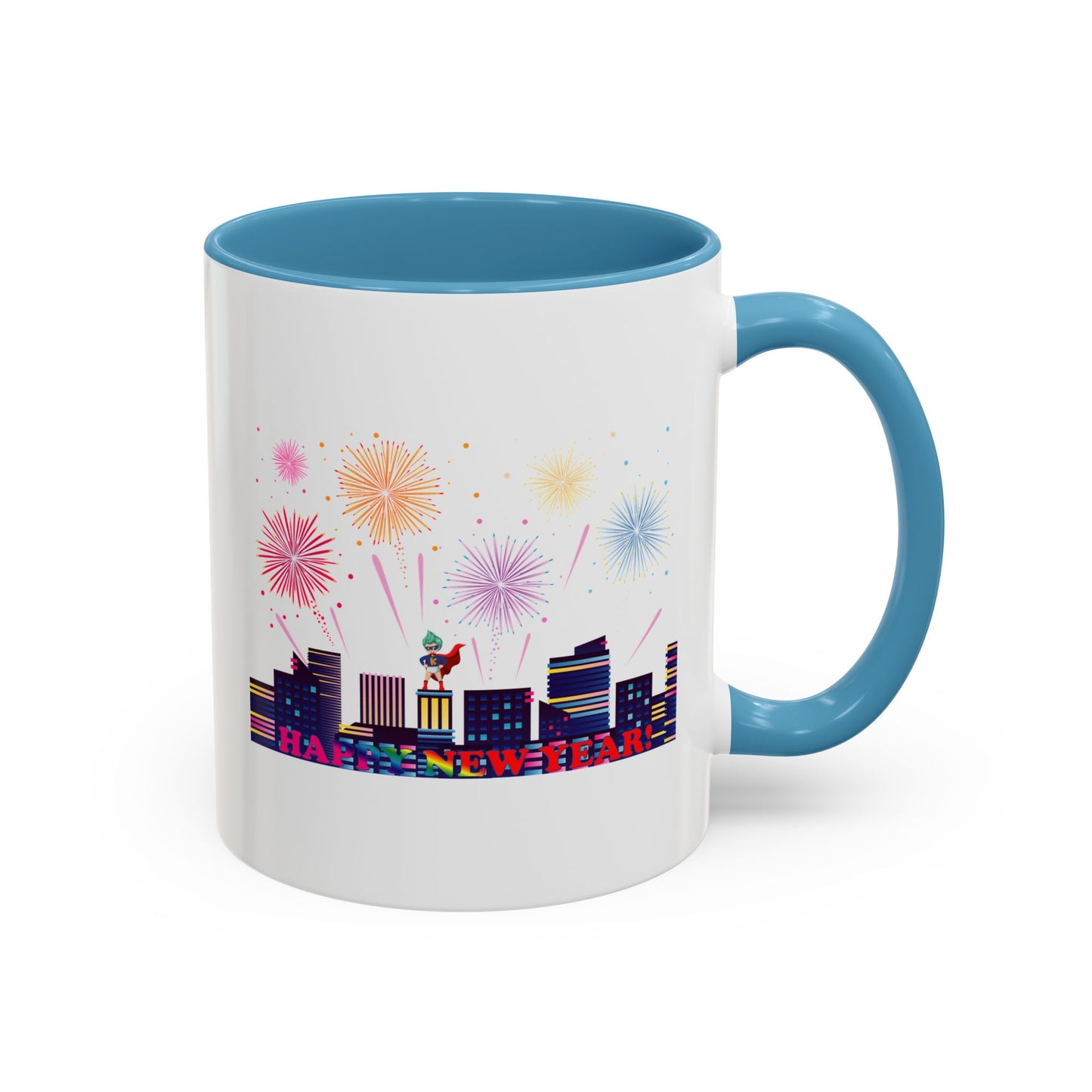 Accent Coffee Mug - Super kiddo with fireworks with text