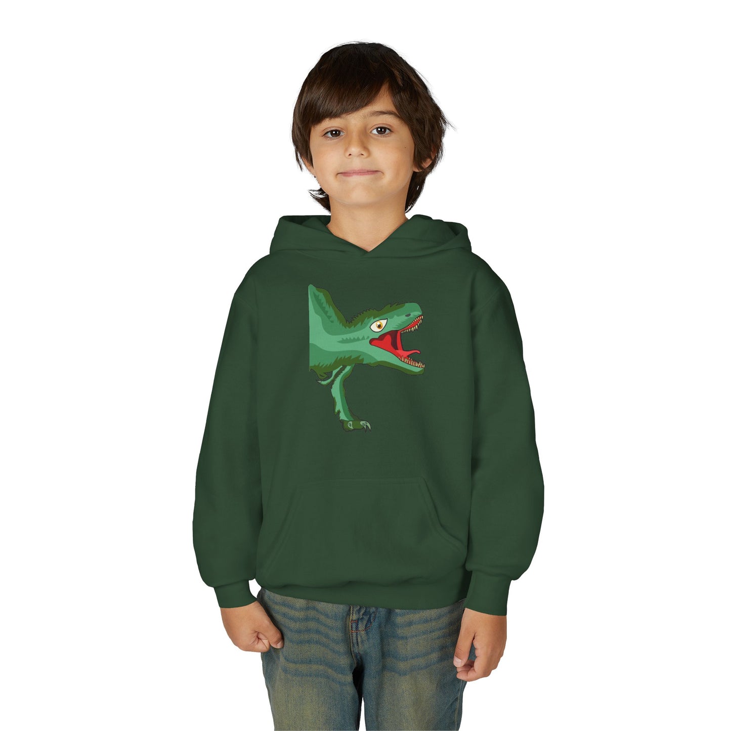 Youth Heavy Blend Hooded Sweatshirt -  Tyrannosaurus hunting