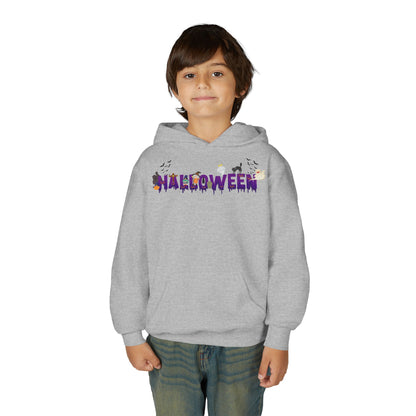 Youth Heavy Blend Hooded Sweatshirt - Holloween word Printify