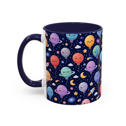 Accent Coffee Mug (11/15 oz) - Kawaii Space Balloon Planet