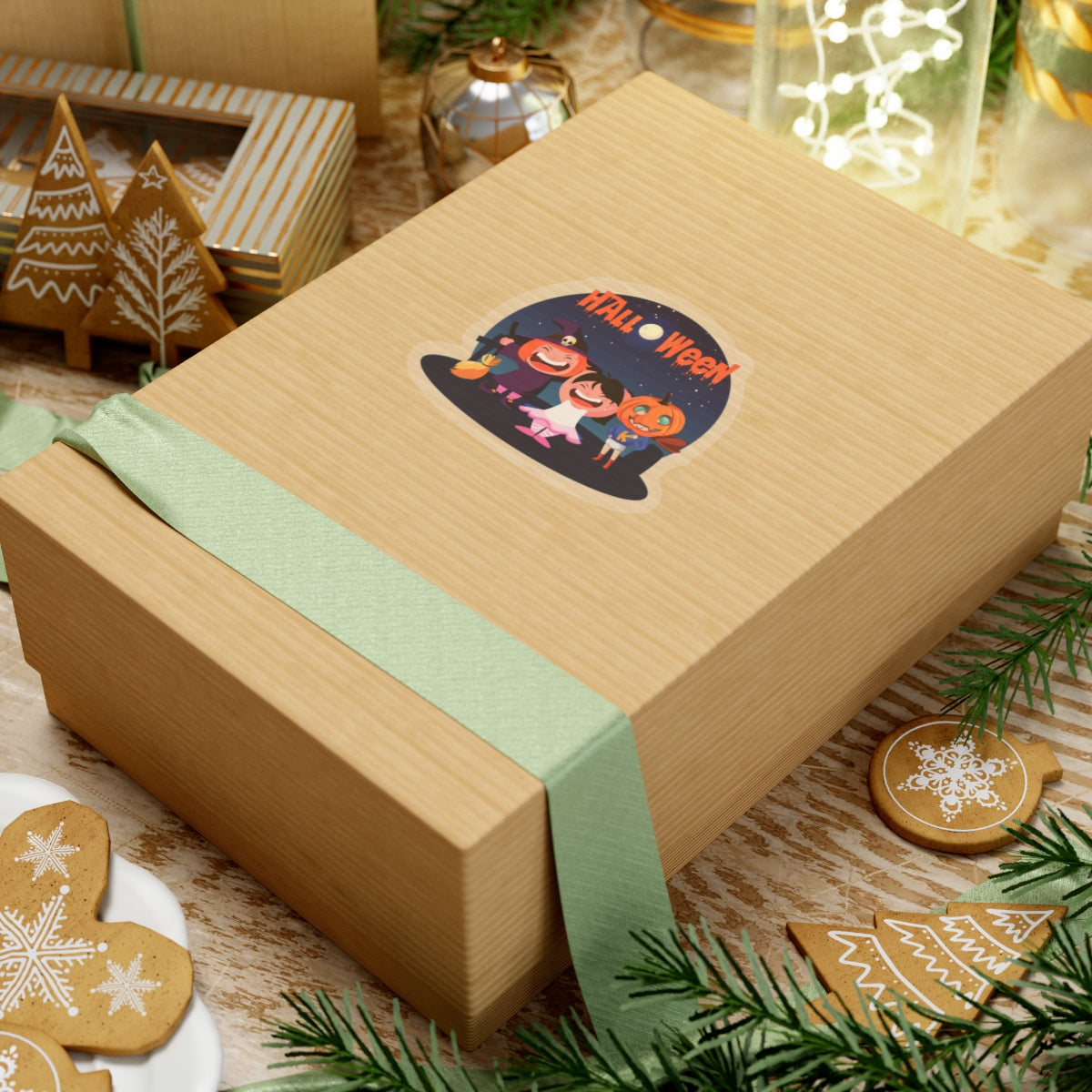 Kiss-Cut Stickers - Super kiddo wearing pumpkin - [[{"value":"Wonderwear Kid"}]]