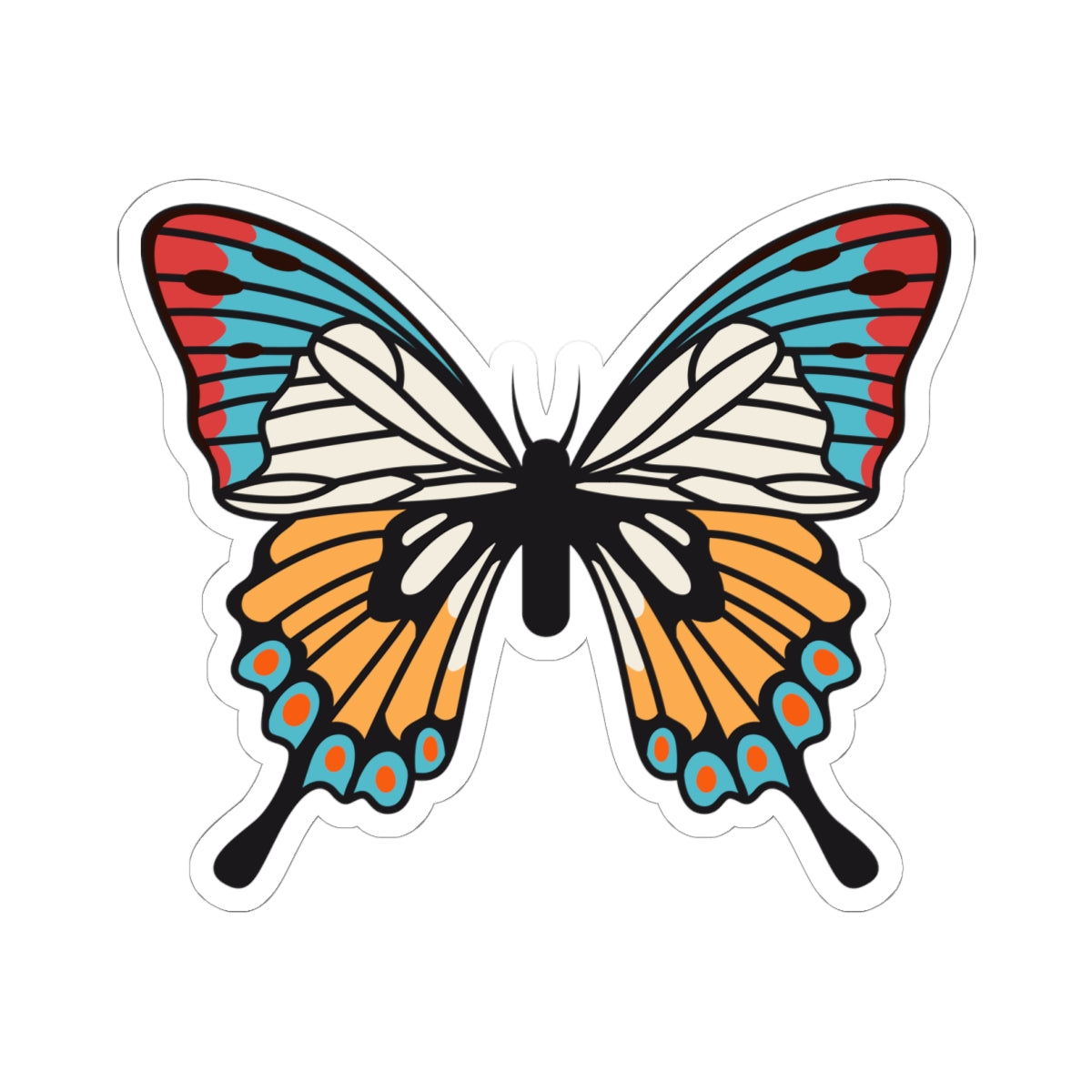 Kiss-Cut Stickers -Green - orange butterfly