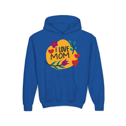 Youth Heavy Blend Hooded Sweatshirt - I love mom Printify