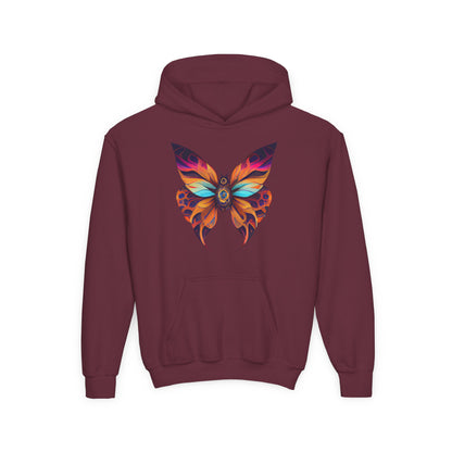 Youth Heavy Blend Hooded Sweatshirt - beautiful butterfly Printify