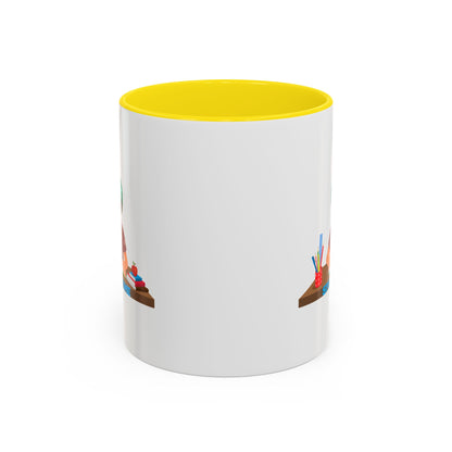 Accent Coffee Mug - Super kiddo studying - [[{"value":"Wonderwear Kid"}]]