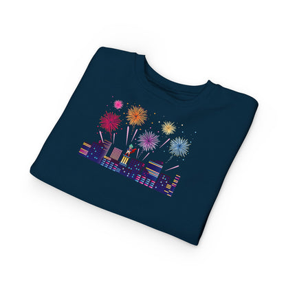Toddler Sweatshirt - Super kiddo with fireworks - [[{"value":"Wonderwear Kid"}]]