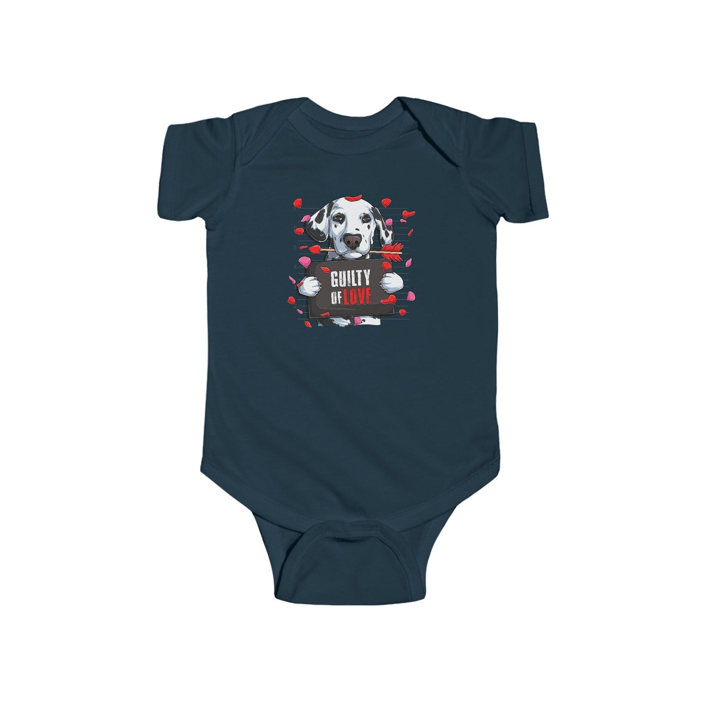 Infant Fine Jersey Bodysuit - Valentines -  Dalmatian Guilty of love - [[{"value":"Wonderwear Kid"}]]