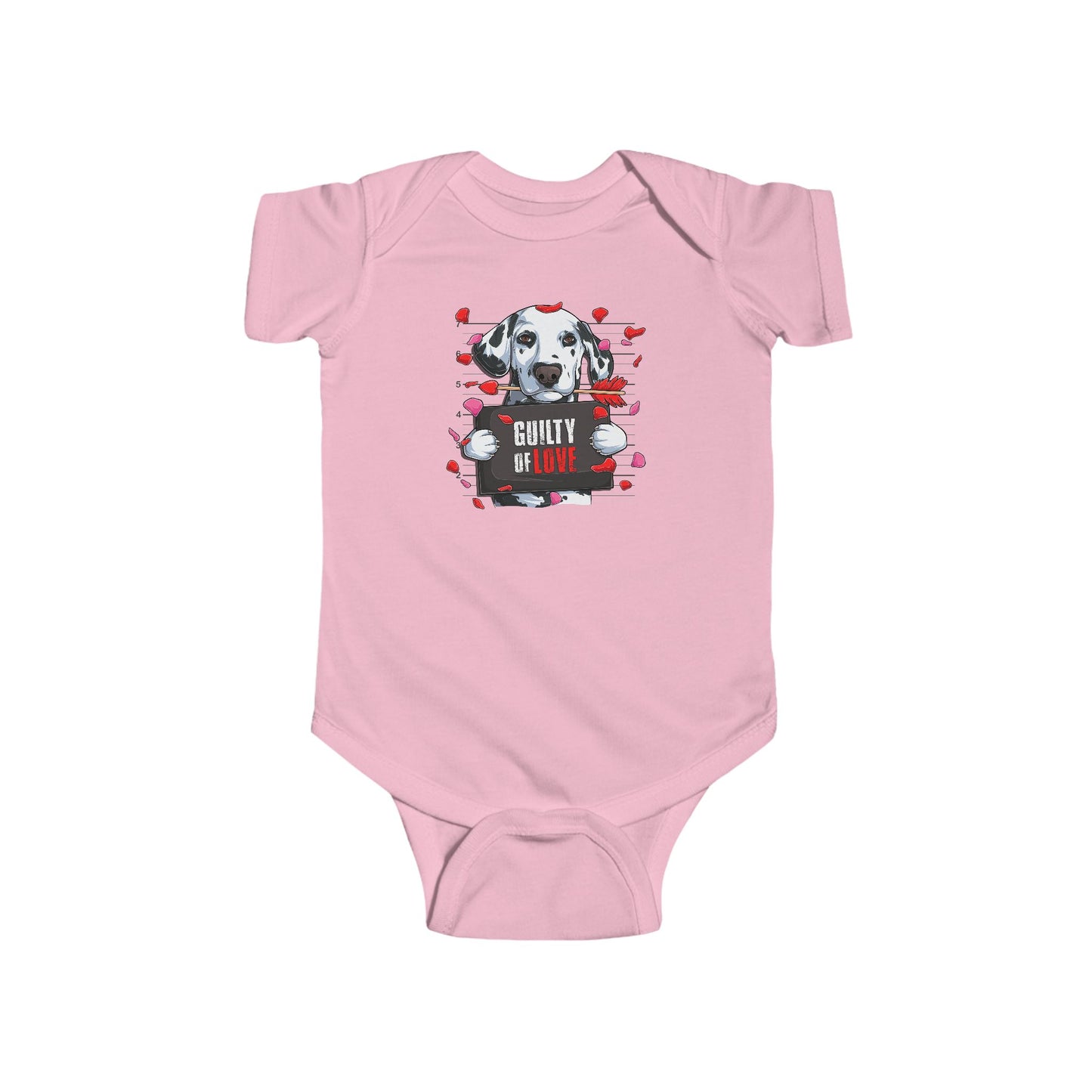 Infant Fine Jersey Bodysuit - Valentines -  Dalmatian Guilty of love - [[{"value":"Wonderwear Kid"}]]