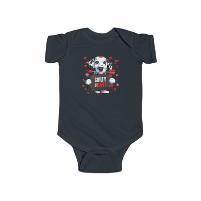 Infant Fine Jersey Bodysuit - Valentines -  Dalmatian Guilty of love - [[{"value":"Wonderwear Kid"}]]