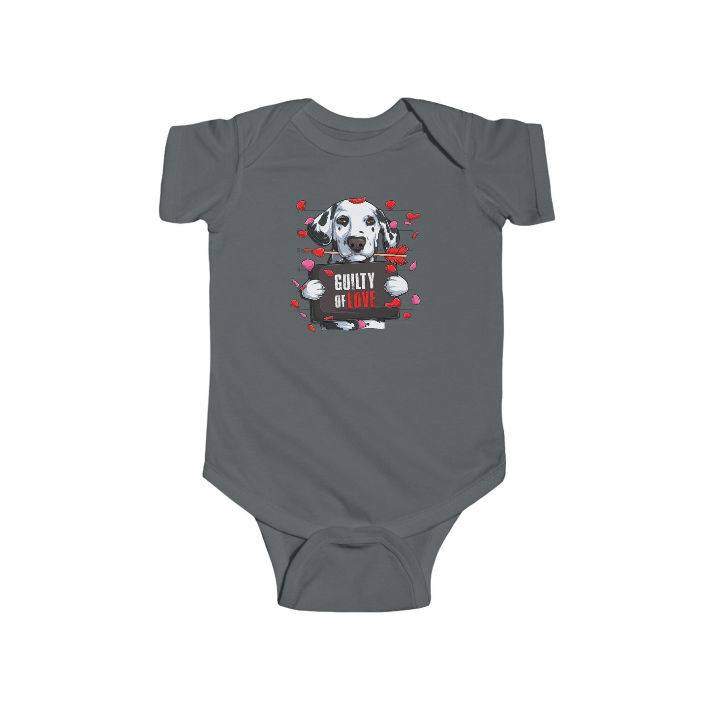 Infant Fine Jersey Bodysuit - Valentines -  Dalmatian Guilty of love - [[{"value":"Wonderwear Kid"}]]