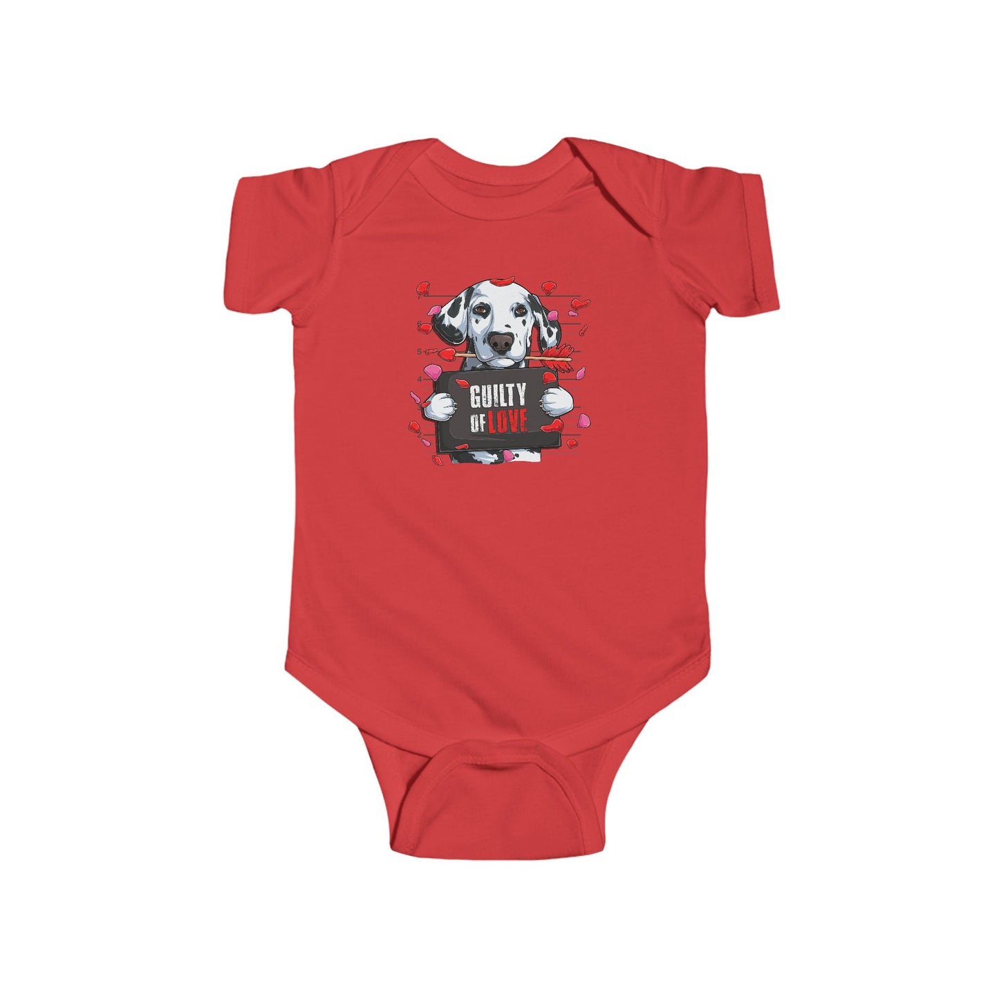 Infant Fine Jersey Bodysuit - Valentines -  Dalmatian Guilty of love - [[{"value":"Wonderwear Kid"}]]