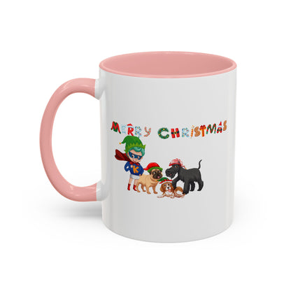 Accent Coffee Mug - Super kiddo woith pet friends - [[{"value":"Wonderwear Kid"}]]