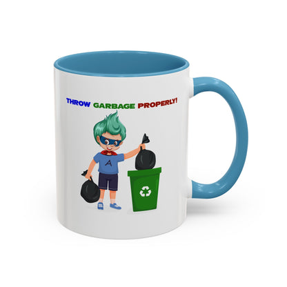 Accent Coffee Mug - Super kiddo taking trash out - [[{"value":"Wonderwear Kid"}]]