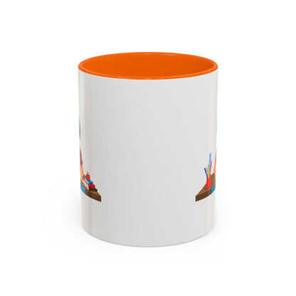 Accent Coffee Mug - Super kiddo studying - [[{"value":"Wonderwear Kid"}]]