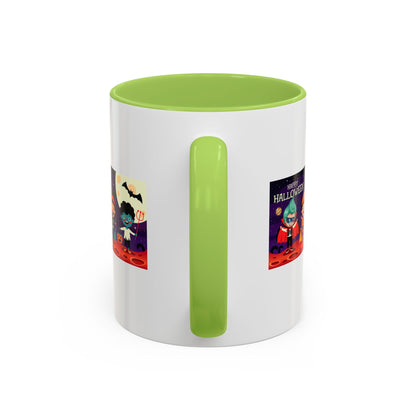 Accent Coffee Mug - Super kiddo with friends on holloween - [[{"value":"Wonderwear Kid"}]]