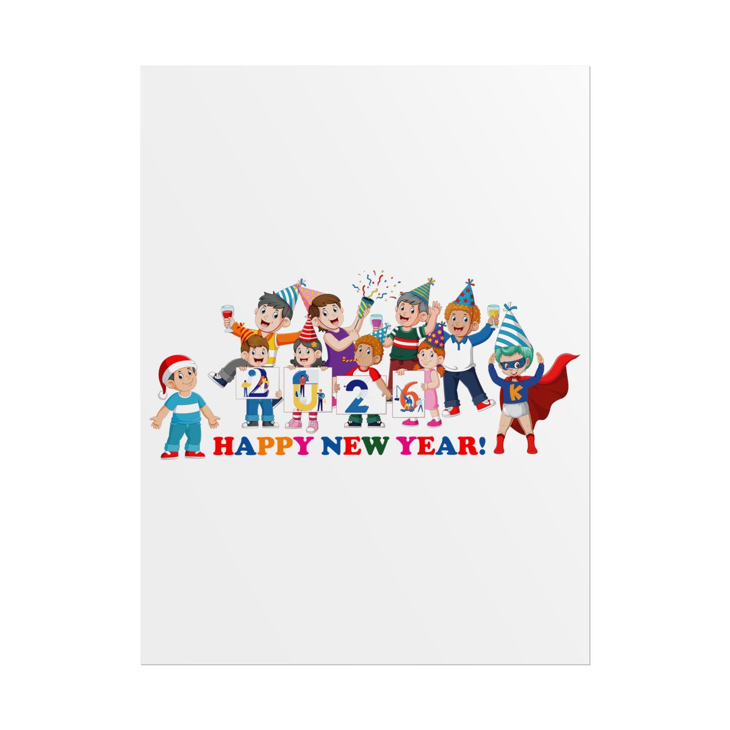 Rolled Posters - Happy new year from super kiddo - [[{"value":"Wonderwear Kid"}]]