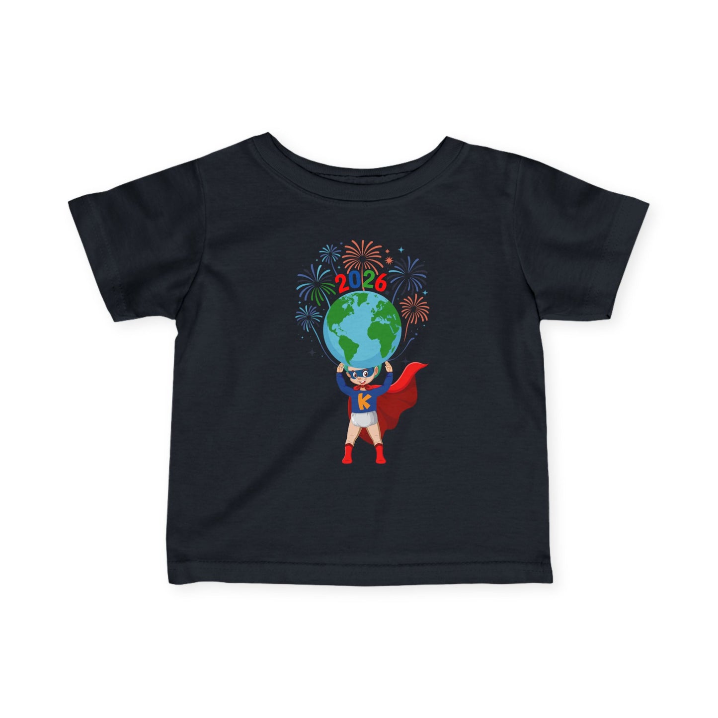 Infant Fine Jersey Tee - Super kiddo holding globe - [[{"value":"Wonderwear Kid"}]]