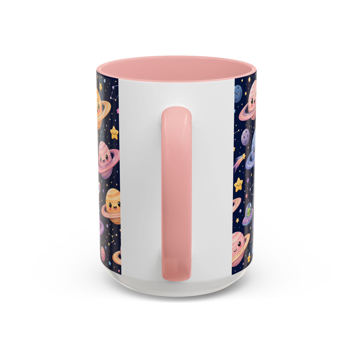 Accent Coffee Mug  (11/15 oz) - Kawaii Saturns in a Starry Space