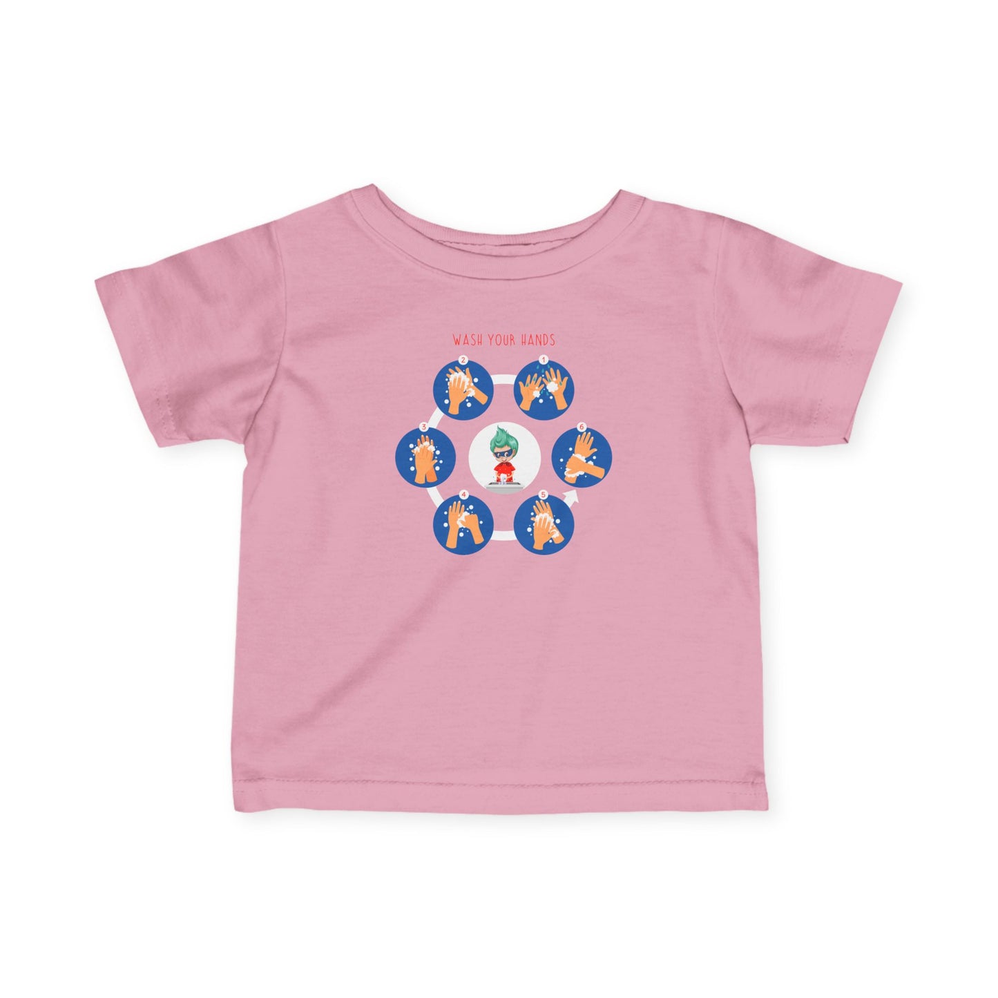 Infant Fine Jersey Tee - Super kiddo teaching how to wash hands - [[{"value":"Wonderwear Kid"}]]