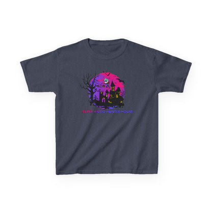 Kids Heavy Cotton™ Tee - Super kiddo flying on hunted house - [[{"value":"Wonderwear Kid"}]]