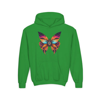 Youth Heavy Blend Hooded Sweatshirt - beautiful butterfly Printify