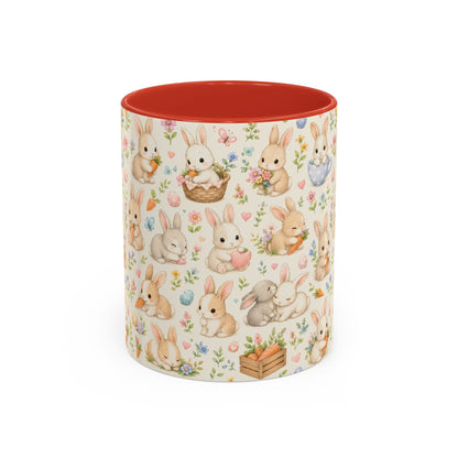 Accent Coffee Mug  (11/15 oz) - Pastel Bunny Garden Easter