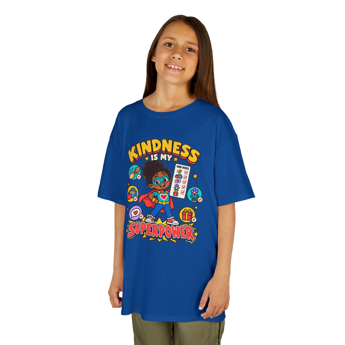 Kids Heavy Cotton™ Tee - Kindness Is My Superpower