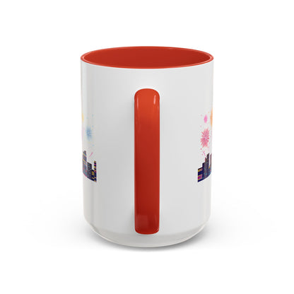 Accent Coffee Mug - Super kiddo with fireworks - [[{"value":"Wonderwear Kid"}]]