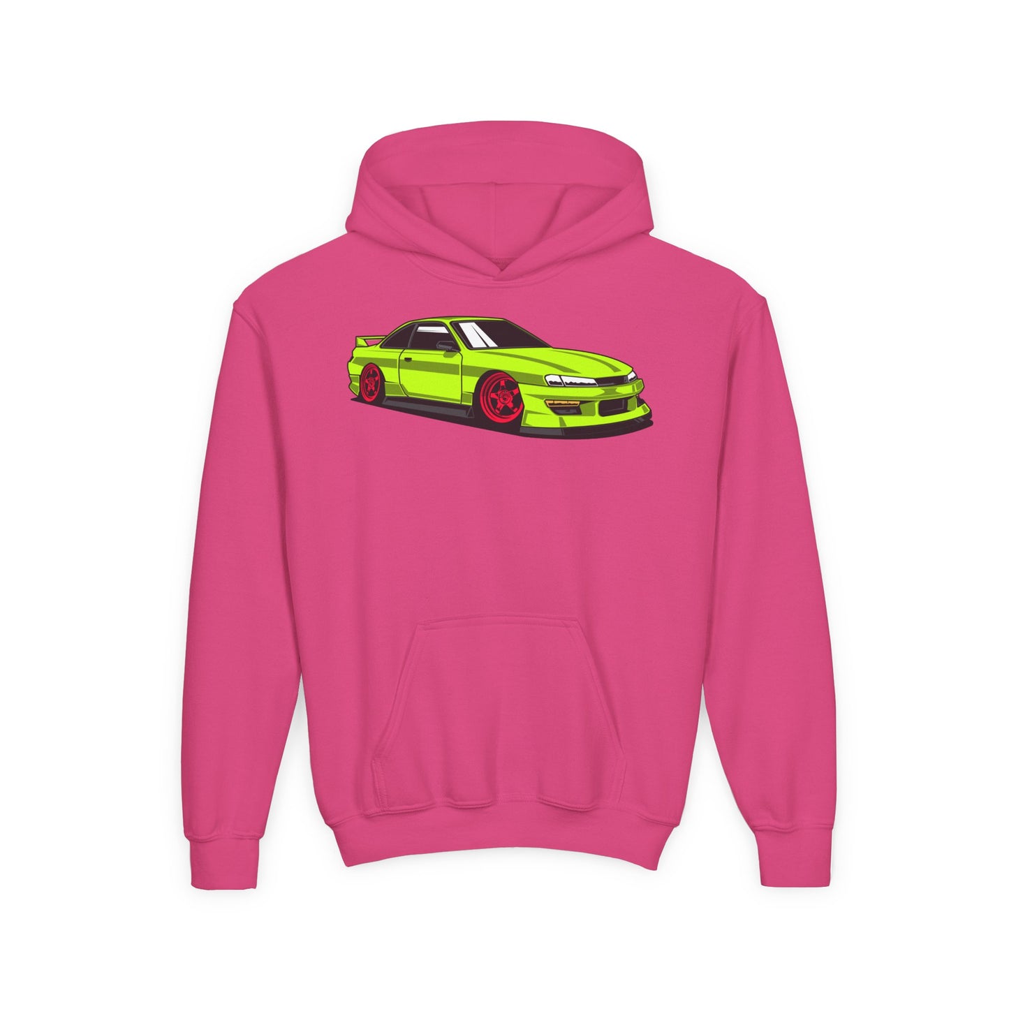 Youth Heavy Blend Hooded Sweatshirt - Yellow green race car
