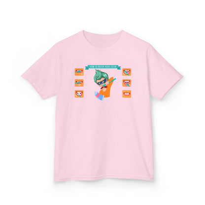 Kids Heavy Cotton™ Tee - Super kiddo how to brush teeth - [[{"value":"Wonderwear Kid"}]]