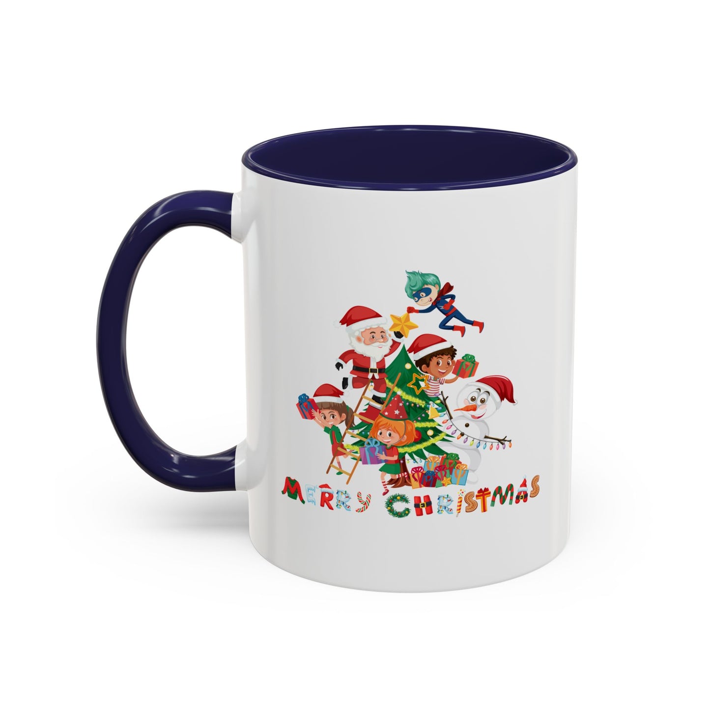 Accent Coffee Mug - Super kiddo making christmas tree with text
