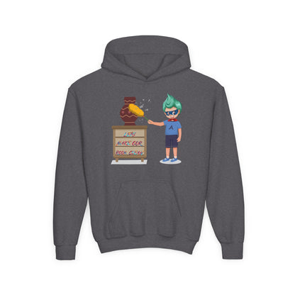 Youth Heavy Blend Hooded Sweatshirt - Super kiddo cleaning a vase - [[{"value":"Wonderwear Kid"}]]