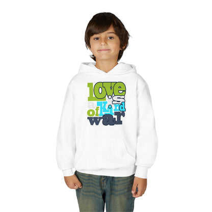 Youth Heavy Blend Hooded Sweatshirt - Love is Kind of War Printify