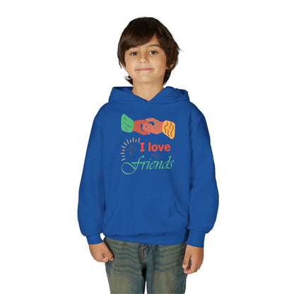 Youth Heavy Blend Hooded Sweatshirt - I love my friends Printify