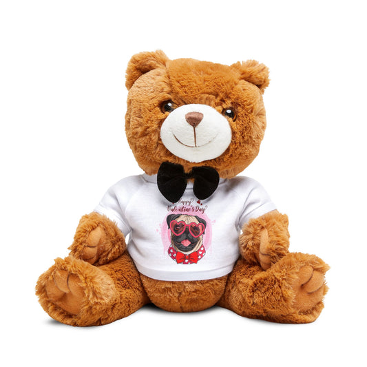 Teddy Bear with T-Shirt - Valentines -  Cute Pug - [[{"value":"Wonderwear Kid"}]]