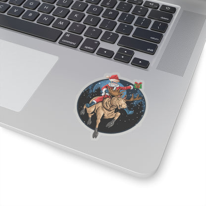 Kiss-Cut Stickers - Super kiddo riding a reindeer - [[{"value":"Wonderwear Kid"}]]